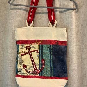 PAUL BRENT Anchor Canvas Beach/tote Bag W/zip Top